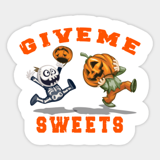 Give me Sweets funny pumpkin ghost halloween costume Sticker